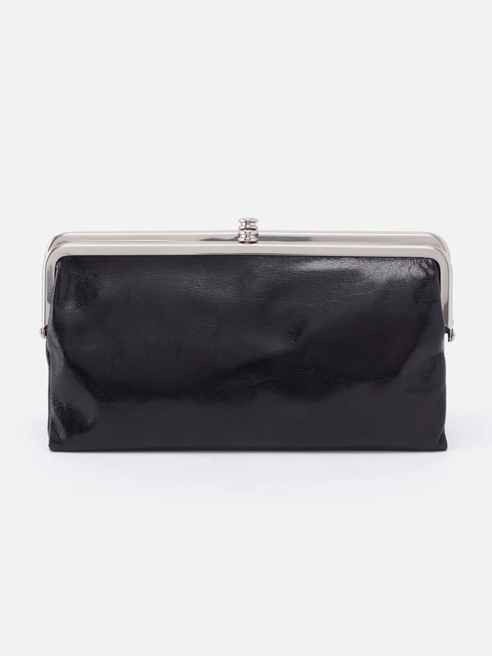 HOBO Lauren Clutch Purse Black Polished Leather